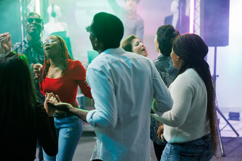 Church members worshipping together